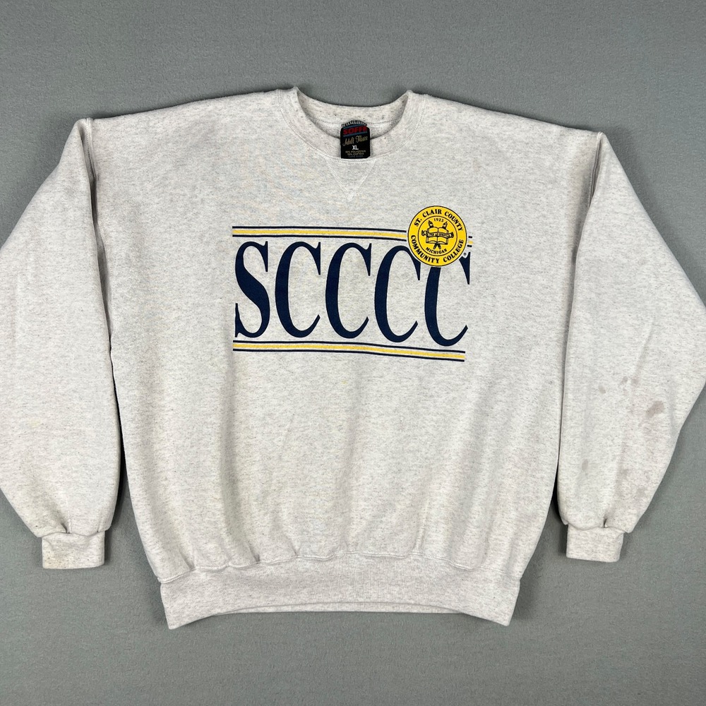 VTG St Clair County Community College Sweatshirt XL Michigan Distressed 90s USA